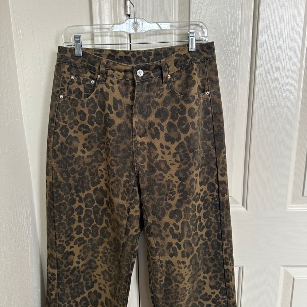 Aelfric Eden Leopard Print Straight Leg Jeans Brown‎ Size 30 - Picture 4 of 10